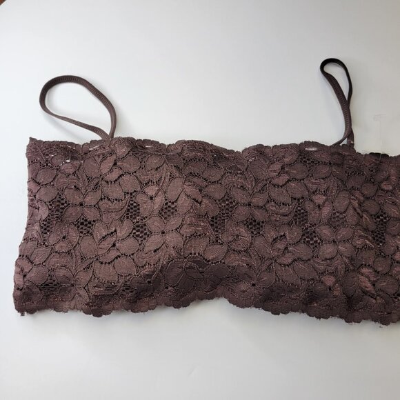 Sexy Brown Bralette Crop Top Lace Bandeau Adjustable Straps Removable Pads - NEW - Picture 11 of 16